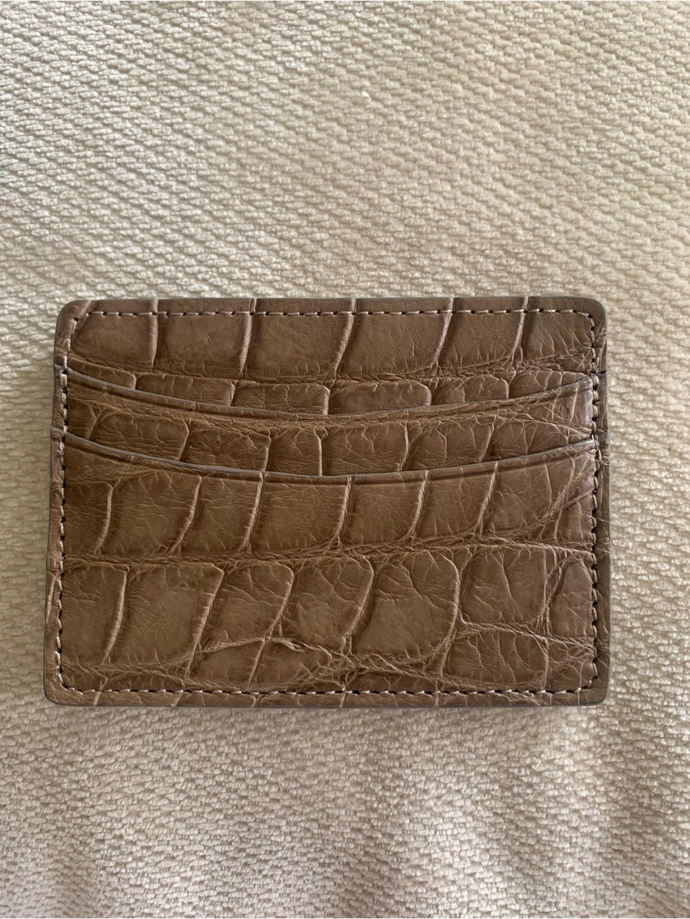 Made in USA Taupe Tan Men’s Genuine Alligator Leather Exotic 5 Pocket Card Case